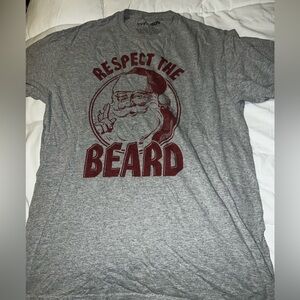 Gray Respect the Beard T-Shirt Christmas medium Santa
